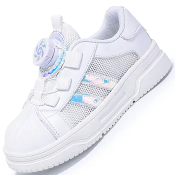 Спортивная обувь для маленьких мальчиков и девочек с поворотной пуговицей, сетчатые дышащие детские повседневные кроссовки 2023, летние детские кроссовки для малышей