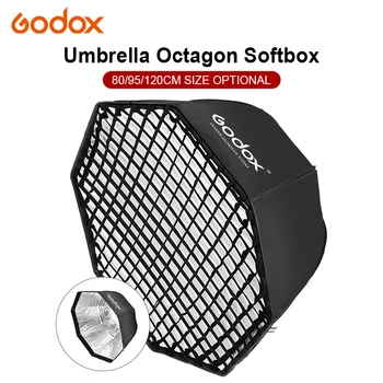 Софтбокс Godox Octagon 120см 95см 80см Зонтичный Рассеиватель Вспышки С Ячеистой Сеткой Для Фотографической Фотостудии