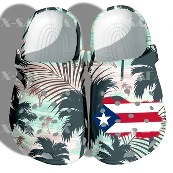 Флаг Пуэрто-Рико Тропический 3D Принт Мужчины Женщины УНИСЕКС Классические Сабо Тапочки Обувь EVA Легкие Сандалии Летний Пляж На открытом воздухе