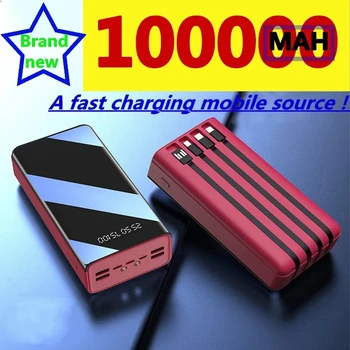 2023 Новый Power Bank 100000 мАч TypeC Micro USB с быстрой зарядкой Power Bank со светодиодным дисплеем Портативное внешнее зарядное устройство для планшетов