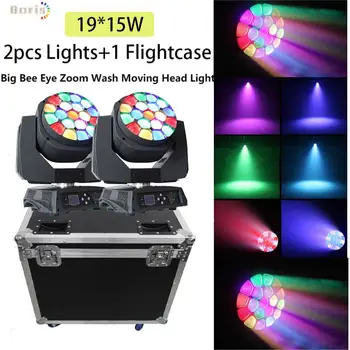 Бесплатная доставка 19x15 Вт RGBW Big Bee Eye Wash Zoom Moving Head Light Flightcase LED Moving Head Washer Stage Light Сценическая Машина
