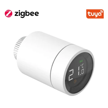 Tuya Smart Home ZigBee TRV Термостат, Привод клапана радиатора, Программируемый регулятор температуры, Поддержка Alexa Google Assistant