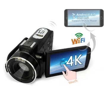Цифровая видеокамера WiFi с поддержкой 4K Портативный 18-кратный зум с сенсорным экраном 3.0 IPS Портативная видеокамера DV Cam