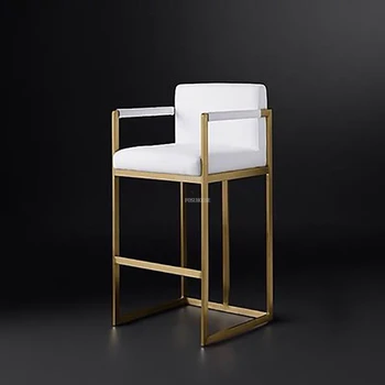 Барные стулья Nordic Iron Art, Легкая Роскошная кухня, Высокий барный стул, Современная барная мебель, Простой домашний стул со спинкой, Креативный Золотой стул