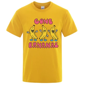 Футболки с рисунком Gone Bananas, три банана, мужская модная креативная одежда, дышащая летняя футболка, хлопковые свободные мужские футболки-топы