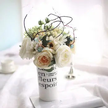 Букет из роз и гербер свадебный букет из шелковых цветов розы свадебные букеты decorationK 16241