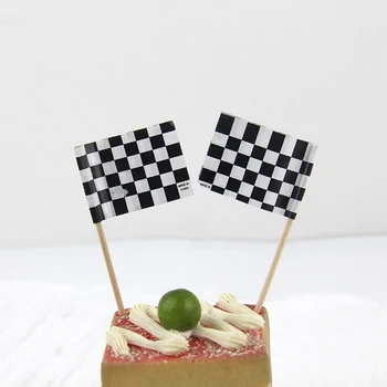 24шт гоночных флажков, топперы для торта на день рождения, декоративные элементы для кексов, украшения десертного торта, Топпер для свадебной вечеринки