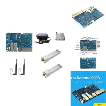 Для Banana PI BPI-R3 MT7986 2 ГБ + 8 ГБ Плата разработки EMMC + 2,5 Г Модуль Электрического порта + Радиатор + 2Xantennas + Power Blue Set EU Plug