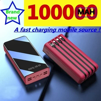 2023New Power Bank 100000Mah Type C Micro USB Быстрая зарядка Power Bank со светодиодным дисплеем Портативное внешнее зарядное устройство для планшетов