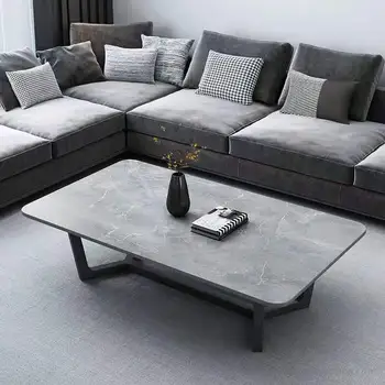 Роскошная мебель Nordic Light, Чайный столик из железной каменной плиты, Креативный Мраморный низкий диван для маленькой гостиной сбоку