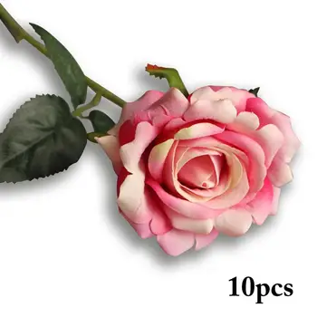 10шт Искусственных Цветов Розы Красивая Романтическая Реалистичная Искусственная Роза Поддельный Цветок Для свадьбы Аксессуары для домашнего Декора