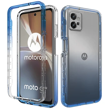 Градиентный чехол для Motorola Moto G 32 G32 с 6,5-дюймовым покрытием, прозрачный бампер из ТПУ, противоударный чехол Fundas PC Shell