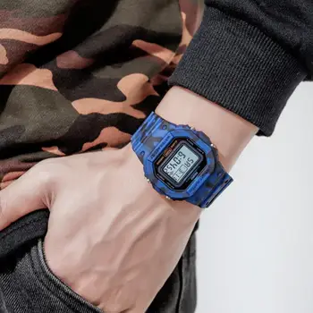 Практичные электронные часы со светодиодной подсветкой, износостойкие мужские часы, многофункциональный секундомер, ударопрочные цифровые спортивные наручные часы